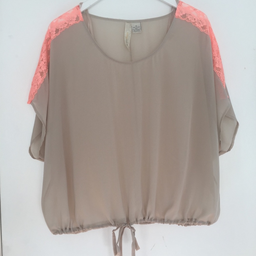 Sheer Cream Blouse with Lace Embellishment
